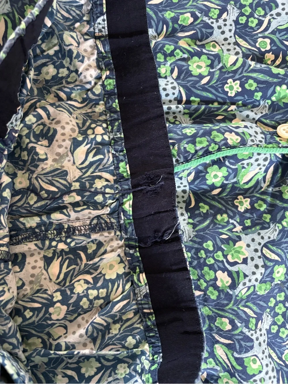 J.Crew Fauna Floral Blue Spotted Leopard Cotton Poplin Pajama Set Medium